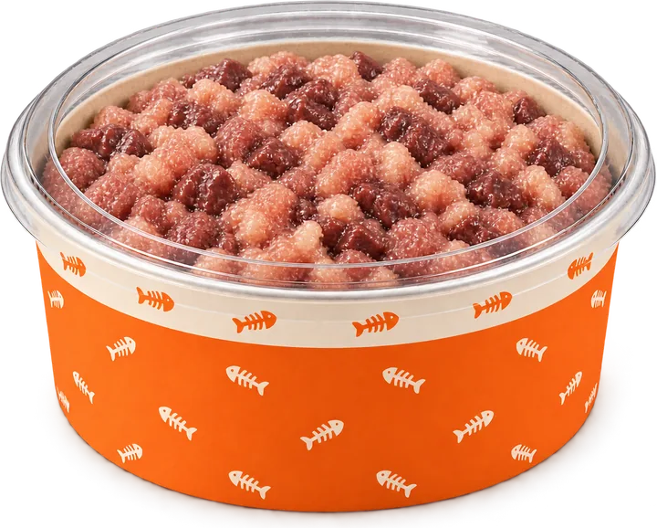 A pack of Chicken and Liver raw food for cats